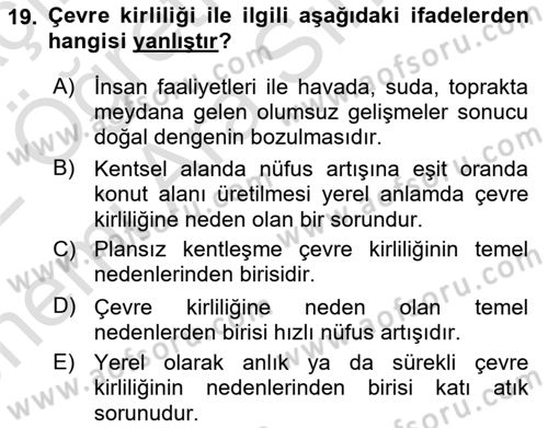 Coğrafi Bilgi Sistemlerinin Kullanım Alanları 1 Dersi 2021 - 2022 Yılı (Vize) Ara Sınav Soruları 19. Soru