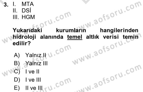 Coğrafi Bilgi Sistemlerinin Kullanım Alanları 1 Dersi 2021 - 2022 Yılı (Vize) Ara Sınav Soruları 3. Soru
