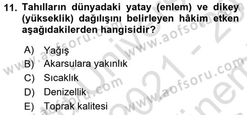 Coğrafi Bilgi Sistemlerinin Kullanım Alanları 1 Dersi 2021 - 2022 Yılı (Final) Dönem Sonu Sınav Soruları 11. Soru