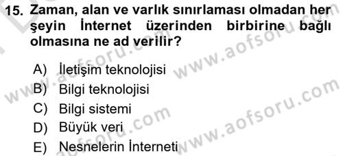 Coğrafi Bilgi Sistemlerinin Kullanım Alanları 1 Dersi 2021 - 2022 Yılı (Final) Dönem Sonu Sınav Soruları 15. Soru