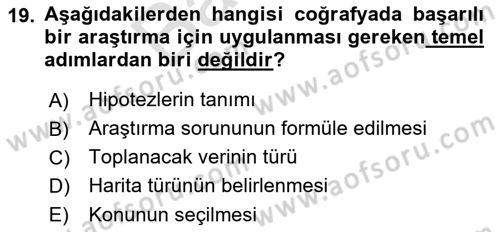 Coğrafi Bilgi Sistemlerinin Kullanım Alanları 1 Dersi 2021 - 2022 Yılı (Final) Dönem Sonu Sınav Soruları 19. Soru