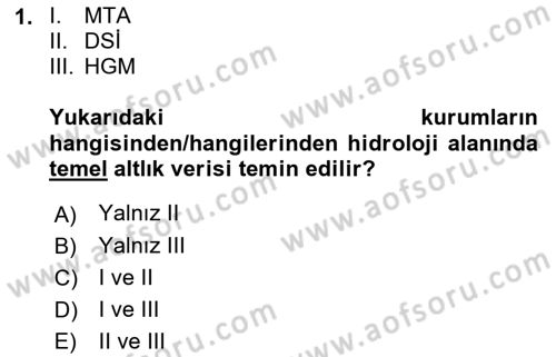 Coğrafi Bilgi Sistemlerinin Kullanım Alanları 1 Dersi 2021 - 2022 Yılı Yaz Okulu Sınav Soruları 1. Soru