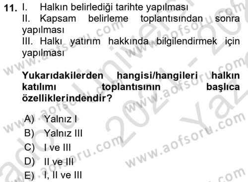 Coğrafi Bilgi Sistemlerinin Kullanım Alanları 1 Dersi 2021 - 2022 Yılı Yaz Okulu Sınav Soruları 11. Soru