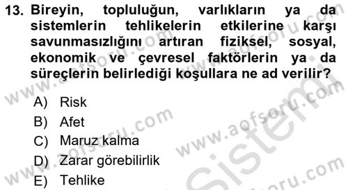 Coğrafi Bilgi Sistemlerinin Kullanım Alanları 1 Dersi 2021 - 2022 Yılı Yaz Okulu Sınav Soruları 13. Soru