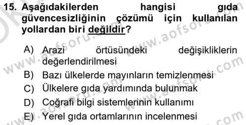 Coğrafi Bilgi Sistemlerinin Kullanım Alanları 1 Dersi 2021 - 2022 Yılı Yaz Okulu Sınav Soruları 15. Soru