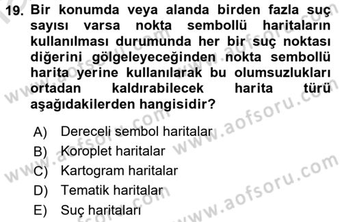 Coğrafi Bilgi Sistemlerinin Kullanım Alanları 1 Dersi 2021 - 2022 Yılı Yaz Okulu Sınav Soruları 19. Soru