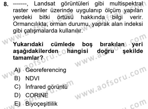 Coğrafi Bilgi Sistemlerinin Kullanım Alanları 1 Dersi 2021 - 2022 Yılı Yaz Okulu Sınav Soruları 8. Soru