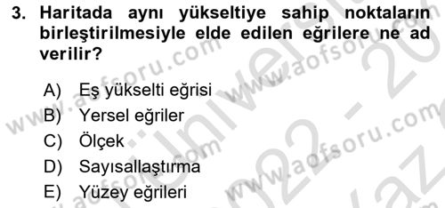 Coğrafi Bilgi Sistemlerinin Kullanım Alanları 1 Dersi 2022 - 2023 Yılı Yaz Okulu Sınav Soruları 3. Soru