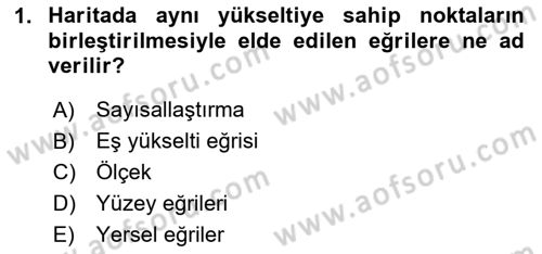 Coğrafi Bilgi Sistemlerinin Kullanım Alanları 1 Dersi 2023 - 2024 Yılı (Vize) Ara Sınav Soruları 1. Soru