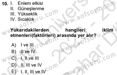 Coğrafi Bilgi Sistemlerinin Kullanım Alanları 1 Dersi 2023 - 2024 Yılı (Vize) Ara Sınav Soruları 10. Soru
