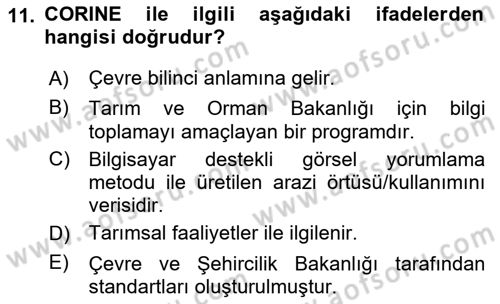 Coğrafi Bilgi Sistemlerinin Kullanım Alanları 1 Dersi 2023 - 2024 Yılı (Vize) Ara Sınav Soruları 11. Soru