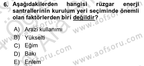 Coğrafi Bilgi Sistemlerinin Kullanım Alanları 1 Dersi 2023 - 2024 Yılı (Vize) Ara Sınav Soruları 6. Soru