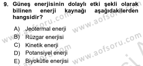 Coğrafi Bilgi Sistemlerinin Kullanım Alanları 1 Dersi 2023 - 2024 Yılı (Vize) Ara Sınav Soruları 9. Soru