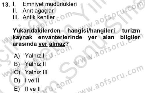 Coğrafi Bilgi Sistemlerinin Kullanım Alanları 1 Dersi 2023 - 2024 Yılı (Final) Dönem Sonu Sınav Soruları 13. Soru