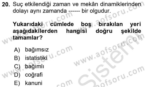 Coğrafi Bilgi Sistemlerinin Kullanım Alanları 1 Dersi 2023 - 2024 Yılı (Final) Dönem Sonu Sınav Soruları 20. Soru