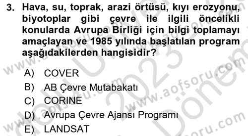 Coğrafi Bilgi Sistemlerinin Kullanım Alanları 1 Dersi 2023 - 2024 Yılı (Final) Dönem Sonu Sınav Soruları 3. Soru