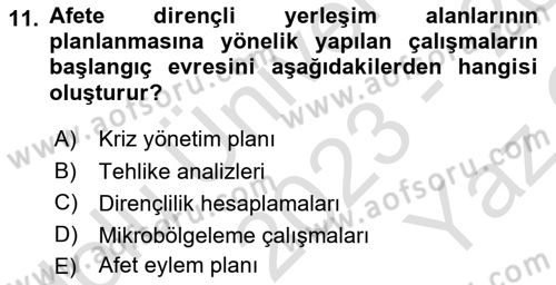 Coğrafi Bilgi Sistemlerinin Kullanım Alanları 1 Dersi 2023 - 2024 Yılı Yaz Okulu Sınav Soruları 11. Soru