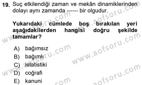 Coğrafi Bilgi Sistemlerinin Kullanım Alanları 1 Dersi 2023 - 2024 Yılı Yaz Okulu Sınav Soruları 19. Soru