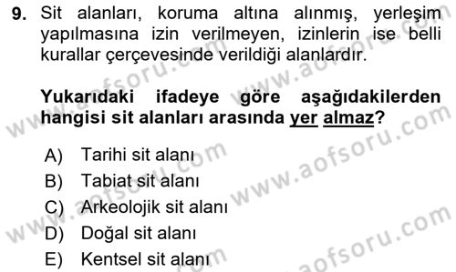 Coğrafi Bilgi Sistemlerinin Kullanım Alanları 1 Dersi 2023 - 2024 Yılı Yaz Okulu Sınav Soruları 9. Soru