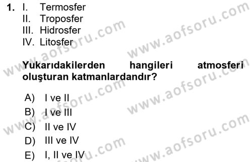 Coğrafi Bilgi Sistemlerinin Kullanım Alanları 1 Dersi 2024 - 2025 Yılı (Vize) Ara Sınav Soruları 1. Soru