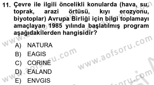 Coğrafi Bilgi Sistemlerinin Kullanım Alanları 1 Dersi 2024 - 2025 Yılı (Vize) Ara Sınav Soruları 11. Soru