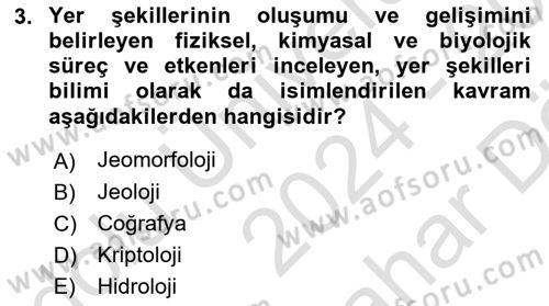Coğrafi Bilgi Sistemlerinin Kullanım Alanları 1 Dersi 2024 - 2025 Yılı (Vize) Ara Sınav Soruları 3. Soru