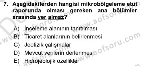Coğrafi Bilgi Sistemlerinin Kullanım Alanları 1 Dersi 2024 - 2025 Yılı (Final) Dönem Sonu Sınav Soruları 7. Soru