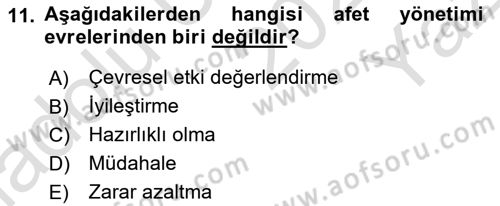 Coğrafi Bilgi Sistemlerinin Kullanım Alanları 1 Dersi 2024 - 2025 Yılı Yaz Okulu Sınav Soruları 11. Soru