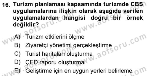 Coğrafi Bilgi Sistemlerinin Kullanım Alanları 1 Dersi 2024 - 2025 Yılı Yaz Okulu Sınav Soruları 16. Soru