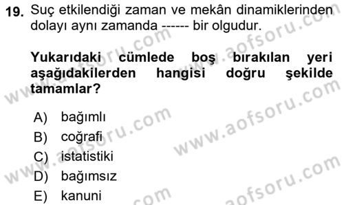 Coğrafi Bilgi Sistemlerinin Kullanım Alanları 1 Dersi 2024 - 2025 Yılı Yaz Okulu Sınav Soruları 19. Soru