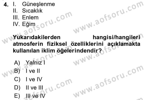 Coğrafi Bilgi Sistemlerinin Kullanım Alanları 1 Dersi 2024 - 2025 Yılı Yaz Okulu Sınav Soruları 4. Soru