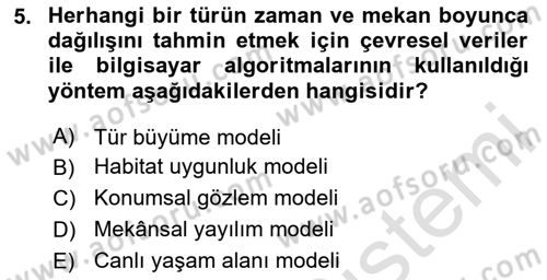 Coğrafi Bilgi Sistemlerinin Kullanım Alanları 1 Dersi 2024 - 2025 Yılı Yaz Okulu Sınav Soruları 5. Soru