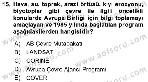 Coğrafi Bilgi Sistemlerinin Kullanım Alanları 1 Dersi 2025 - 2026 Yılı (Vize) Ara Sınav Soruları 15. Soru