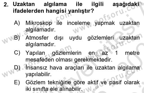 Coğrafi Bilgi Sistemlerinin Kullanım Alanları 1 Dersi 2025 - 2026 Yılı (Vize) Ara Sınav Soruları 2. Soru