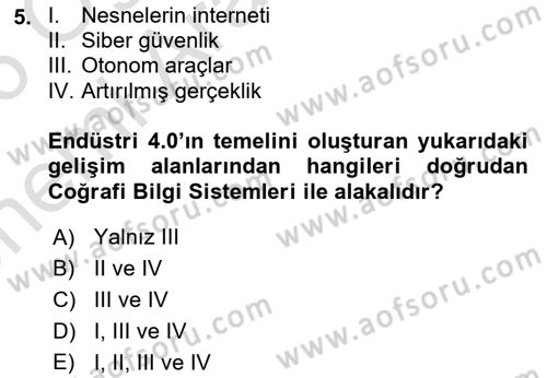 Coğrafi Bilgi Sistemlerinin Kullanım Alanları 1 Dersi 2025 - 2026 Yılı (Vize) Ara Sınav Soruları 5. Soru
