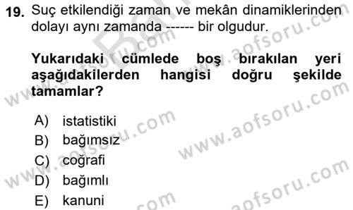 Coğrafi Bilgi Sistemlerinin Kullanım Alanları 1 Dersi 2025 - 2026 Yılı (Final) Dönem Sonu Sınav Soruları 19. Soru