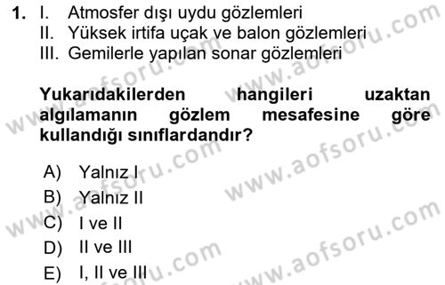 Coğrafi Bilgi Sistemlerinin Kullanım Alanları 1 Dersi 2025 - 2026 Yılı Yaz Okulu Sınav Soruları 1. Soru