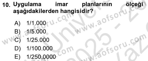 Coğrafi Bilgi Sistemlerinin Kullanım Alanları 1 Dersi 2025 - 2026 Yılı Yaz Okulu Sınav Soruları 10. Soru