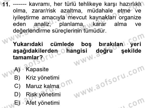 Coğrafi Bilgi Sistemlerinin Kullanım Alanları 1 Dersi 2025 - 2026 Yılı Yaz Okulu Sınav Soruları 11. Soru