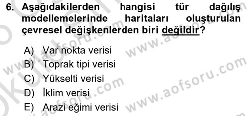 Coğrafi Bilgi Sistemlerinin Kullanım Alanları 1 Dersi 2025 - 2026 Yılı Yaz Okulu Sınav Soruları 6. Soru