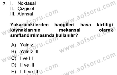 Coğrafi Bilgi Sistemlerinin Kullanım Alanları 1 Dersi 2025 - 2026 Yılı Yaz Okulu Sınav Soruları 7. Soru