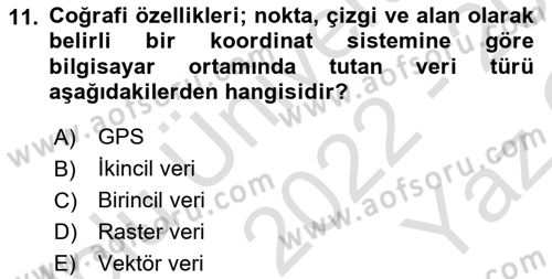 Harita Bilgisi Dersi 2022 - 2023 Yılı Yaz Okulu Sınav Soruları 11. Soru