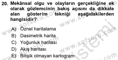Harita Bilgisi Dersi 2022 - 2023 Yılı Yaz Okulu Sınav Soruları 20. Soru