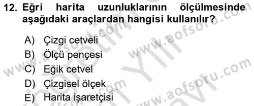 Harita Bilgisi Dersi 2023 - 2024 Yılı (Vize) Ara Sınav Soruları 12. Soru