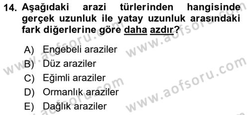 Harita Bilgisi Dersi 2023 - 2024 Yılı (Vize) Ara Sınav Soruları 14. Soru