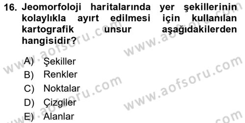 Harita Bilgisi Dersi 2023 - 2024 Yılı (Vize) Ara Sınav Soruları 16. Soru