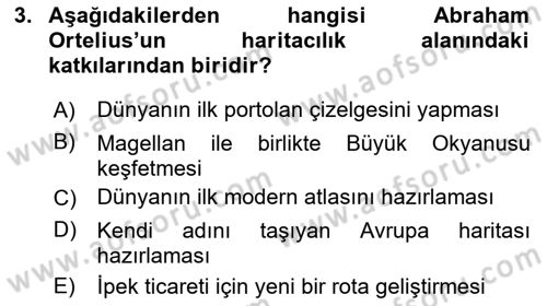 Harita Bilgisi Dersi 2023 - 2024 Yılı (Vize) Ara Sınav Soruları 3. Soru