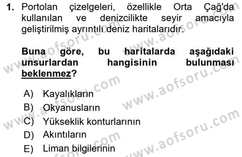 Harita Bilgisi Dersi 2023 - 2024 Yılı (Final) Dönem Sonu Sınav Soruları 1. Soru