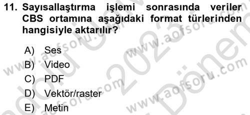 Harita Bilgisi Dersi 2023 - 2024 Yılı (Final) Dönem Sonu Sınav Soruları 11. Soru