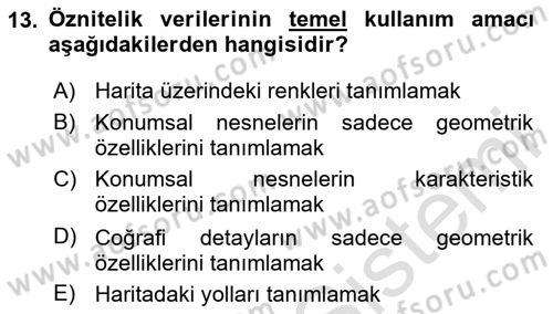 Harita Bilgisi Dersi 2023 - 2024 Yılı (Final) Dönem Sonu Sınav Soruları 13. Soru